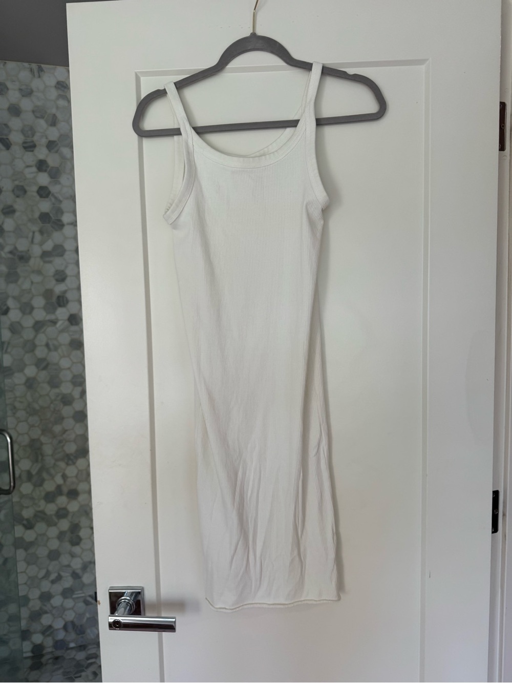 H&M White Ribbed Tank Dress